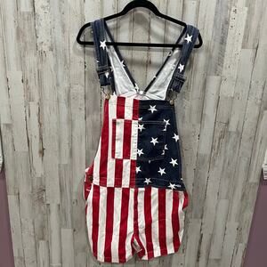 Chubbies The Chubberalls Men's American
Flag Overalls Shorts Size Medium